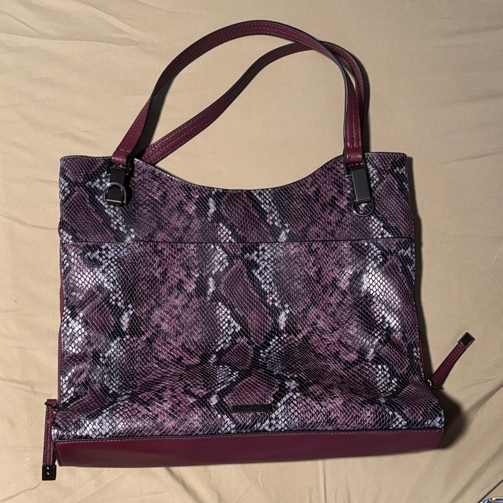Vince Camuto Emely tote with the purple/black snakeskin pattern